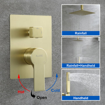 Ceiling Mount Shower System, 10-Inch Bathroom Luxury Rain Mixer Shower